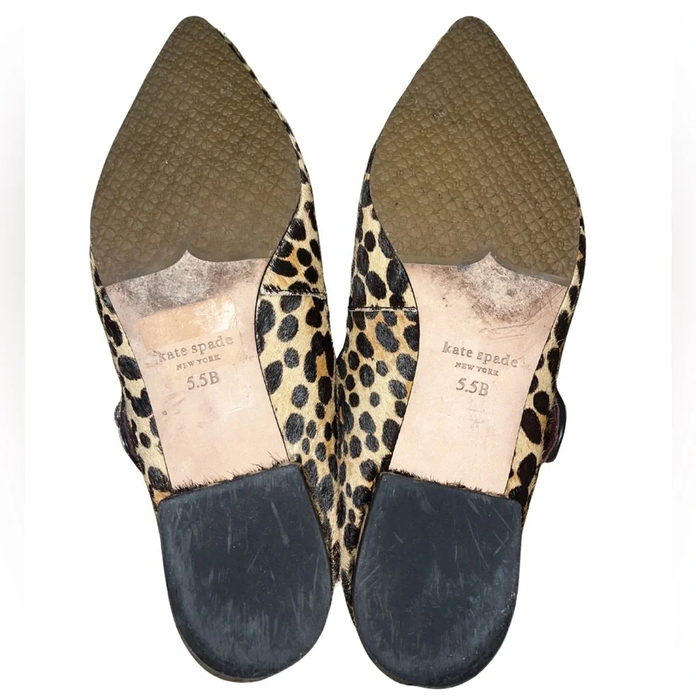 Kate Spade Meg Leopard Print Calf Hair Mules - Size 5.5 B